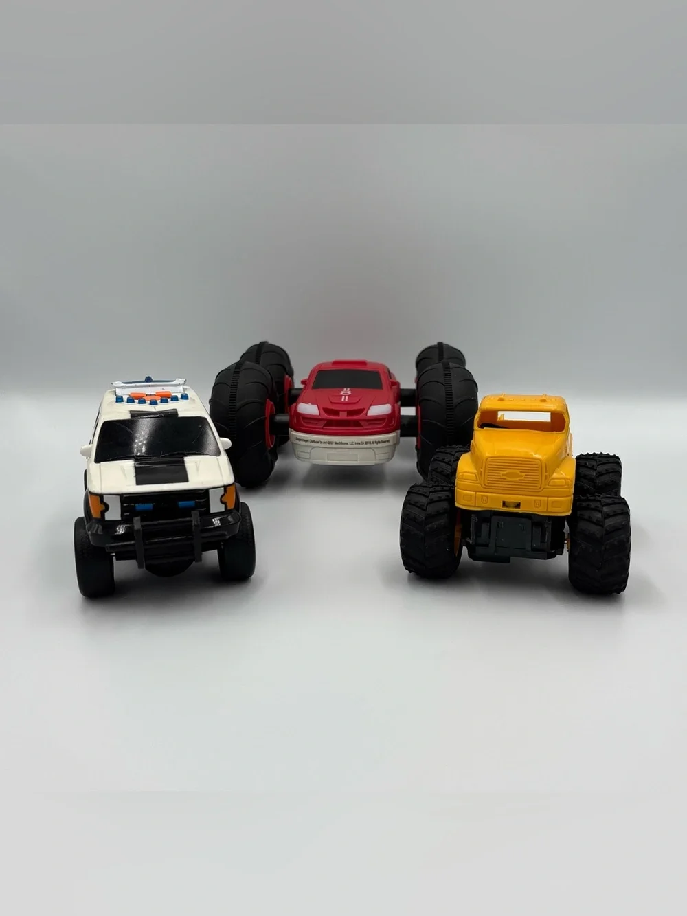 Retro Retired Car toy Lot- Police RC Merchsource Red RC Car Yellow Pickup Truck